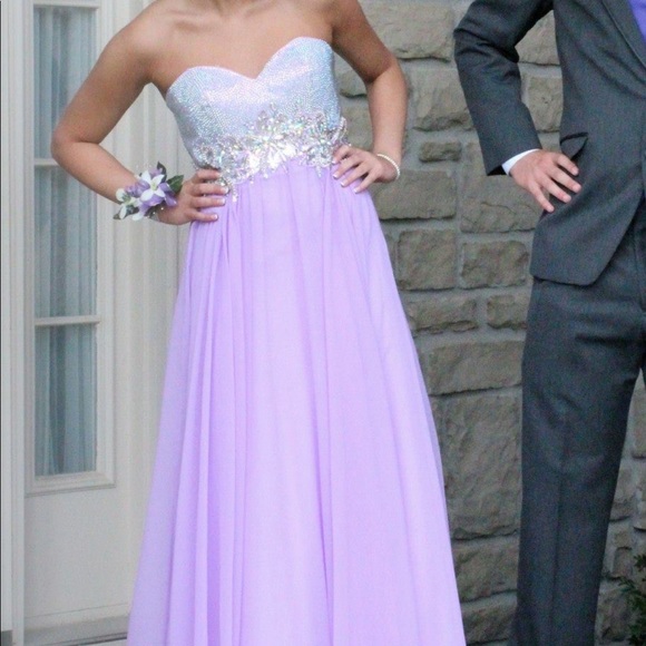 Lavender purple rhinestone prom dress - Picture 2 of 7
